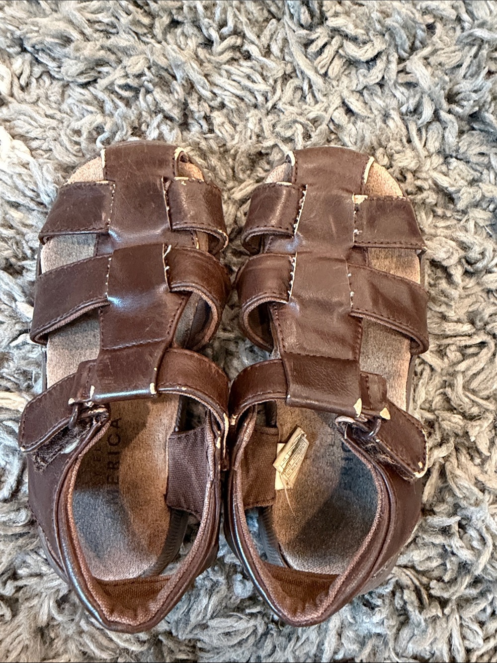 Perry Ellis Kids Brown Leather Fisherman-Style Sandals